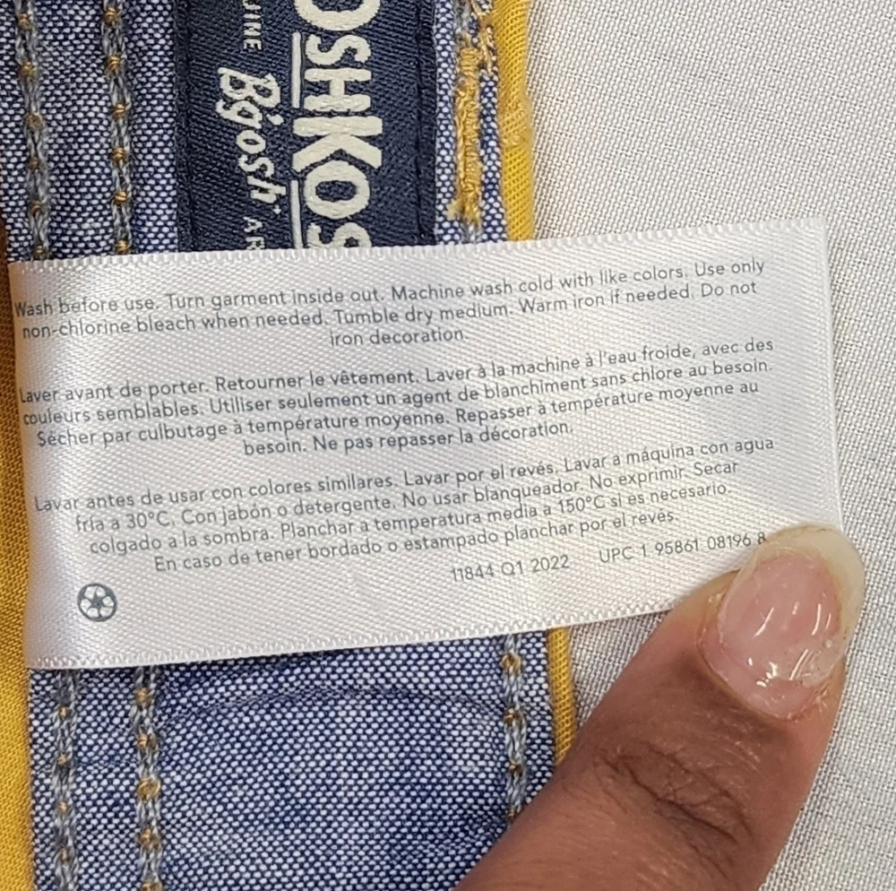 OshKosh B'gosh Boys Shorts Yellow Adjustable Waist NWT Size 10